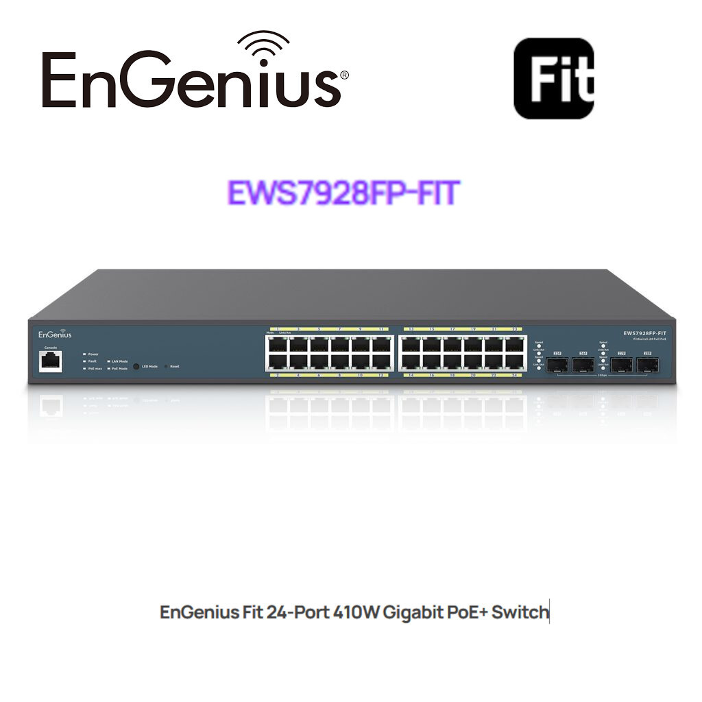 Engenius Fit 24-Port 410W Gigabit PoE+ Switch Layer 2 with 4 SFP EWS7928FP-FIT