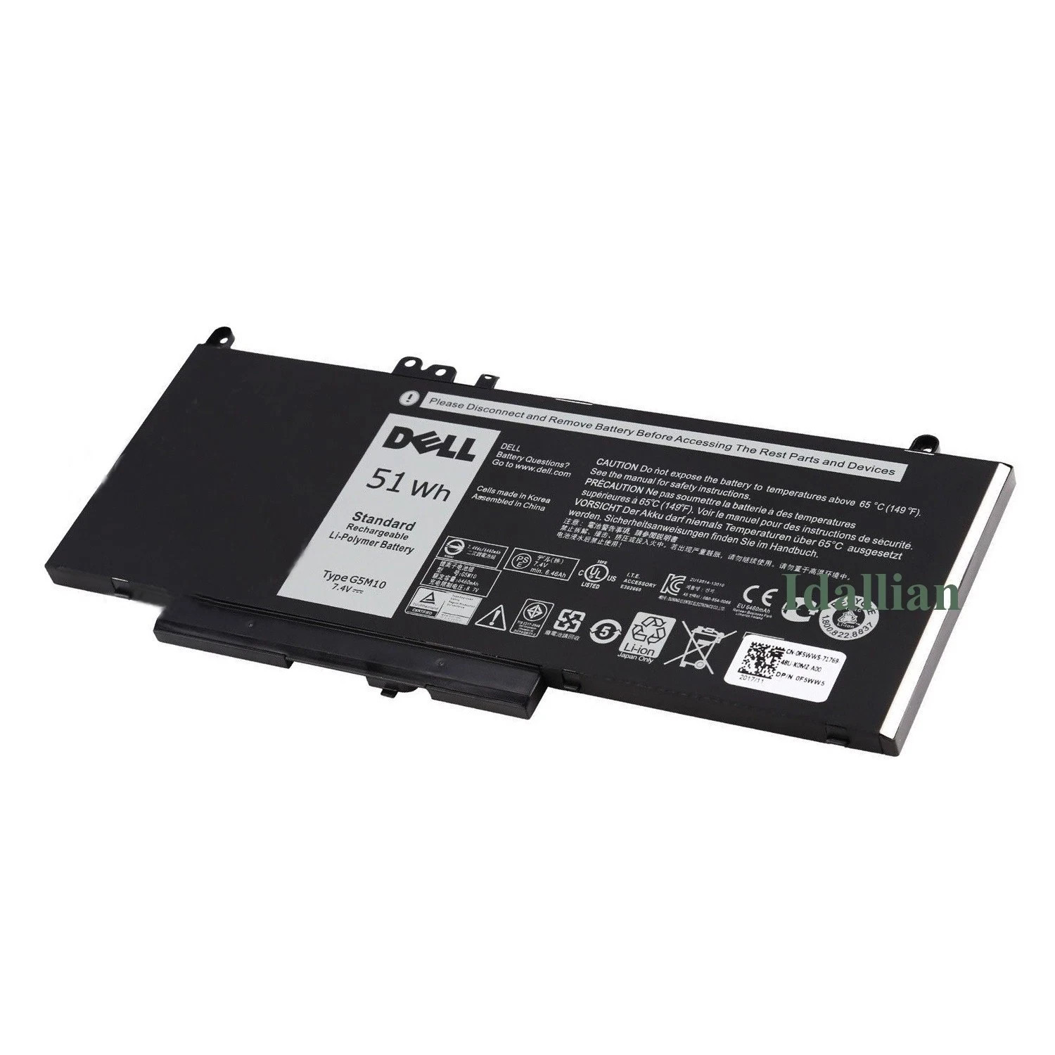 Genuine 51Wh G5M10 Laptop Battery For Dell Latitude 3160 E5250 E5450 E5550 WYJC2