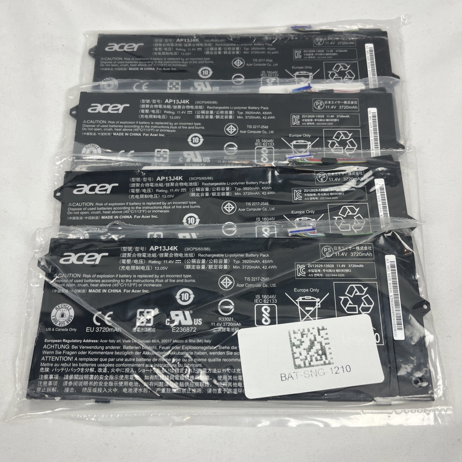 Acer AP13J4K Chromebook Battery 11.4V 3920mAh 45Wh Tech Parts 4-Pack
