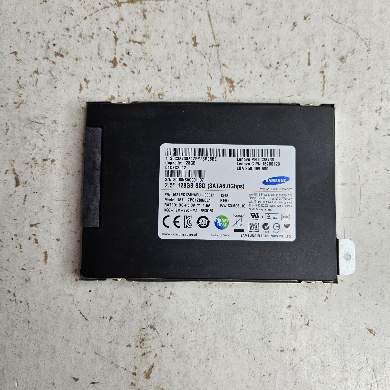 Samsung 2.5" SATA 6Gbps MZ-7PC1280/0H1 MZ7PC128HAFU-000H1 128GB SSD