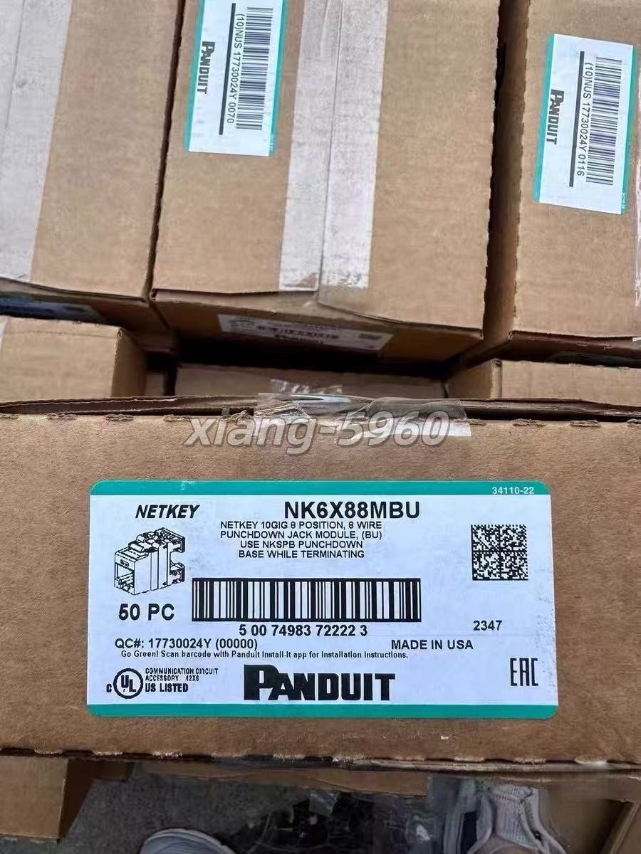 Panduit NetKey NK688MBU/NK6X88MBU Cat6 Keystone Jack Blue Module (Box of 50)