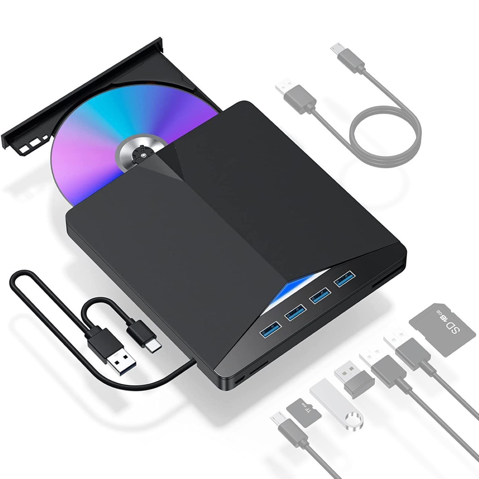 7in1 Slim External CD DVD Drive USB 3.0 Reader Writer Burner Player For Laptop z