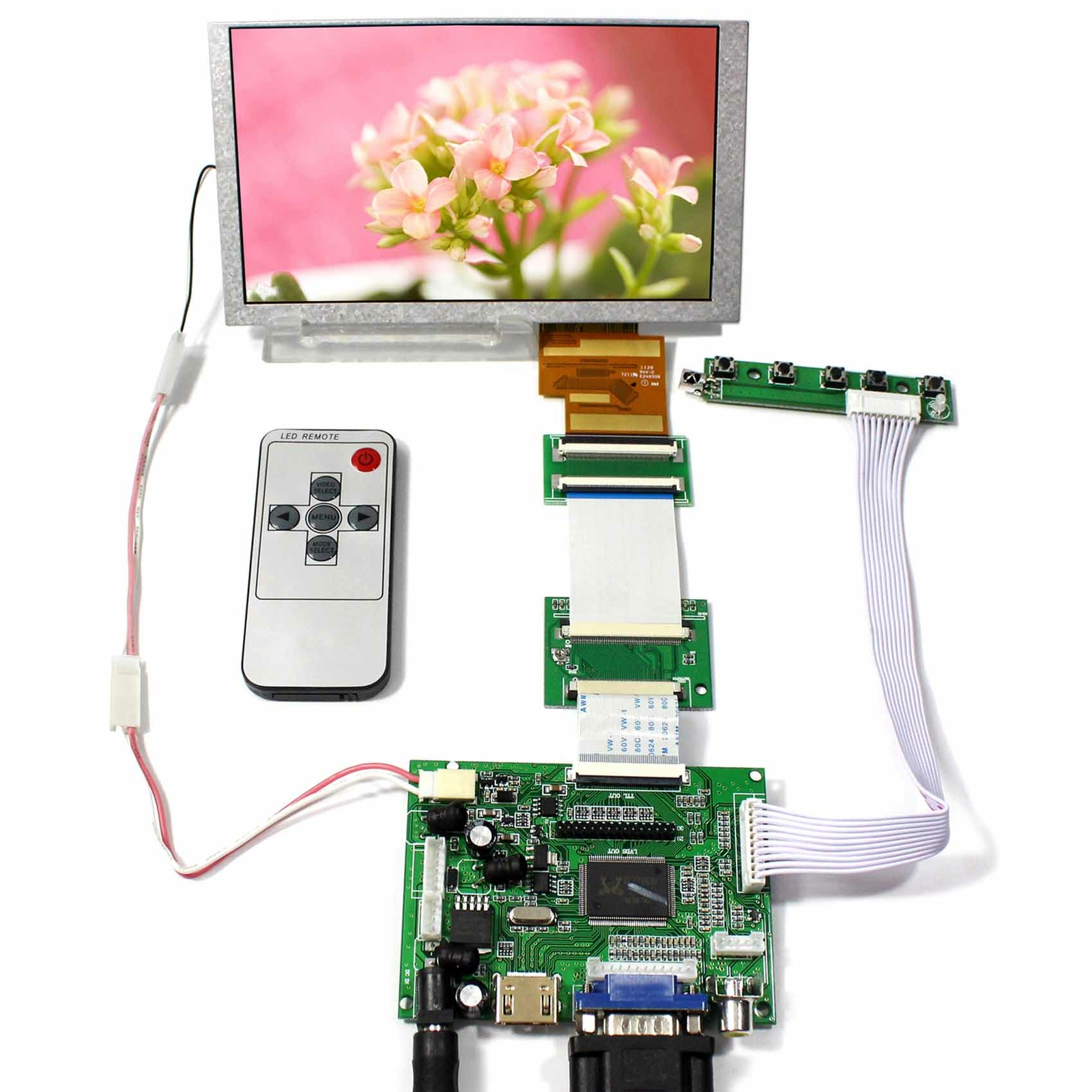 HD VGA 2AV Reversing LCD Driver Board With 6.2" 800x480 HSD062IDW1 LCD Screen