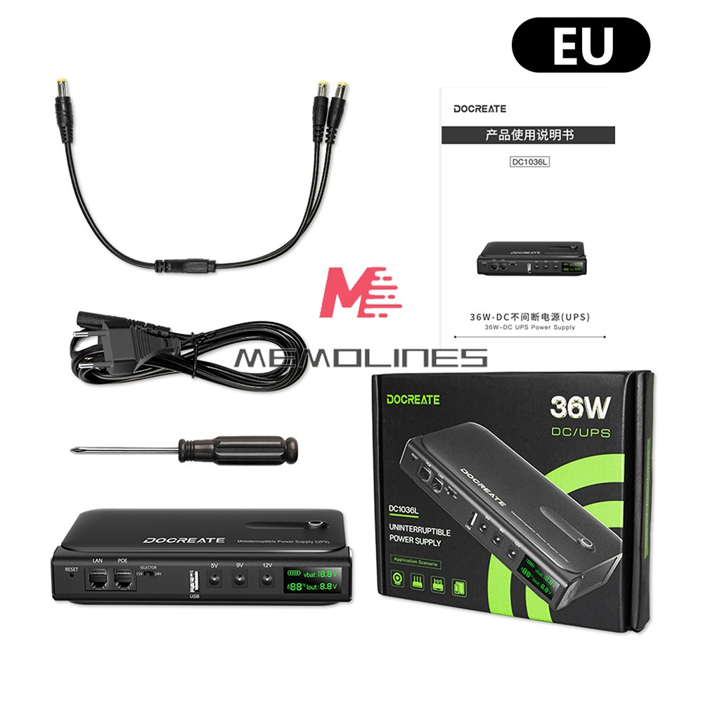 DC1036L 36W Digital UPS Uninterruptible Power Supply for Router 5V9V12V/15V/24V