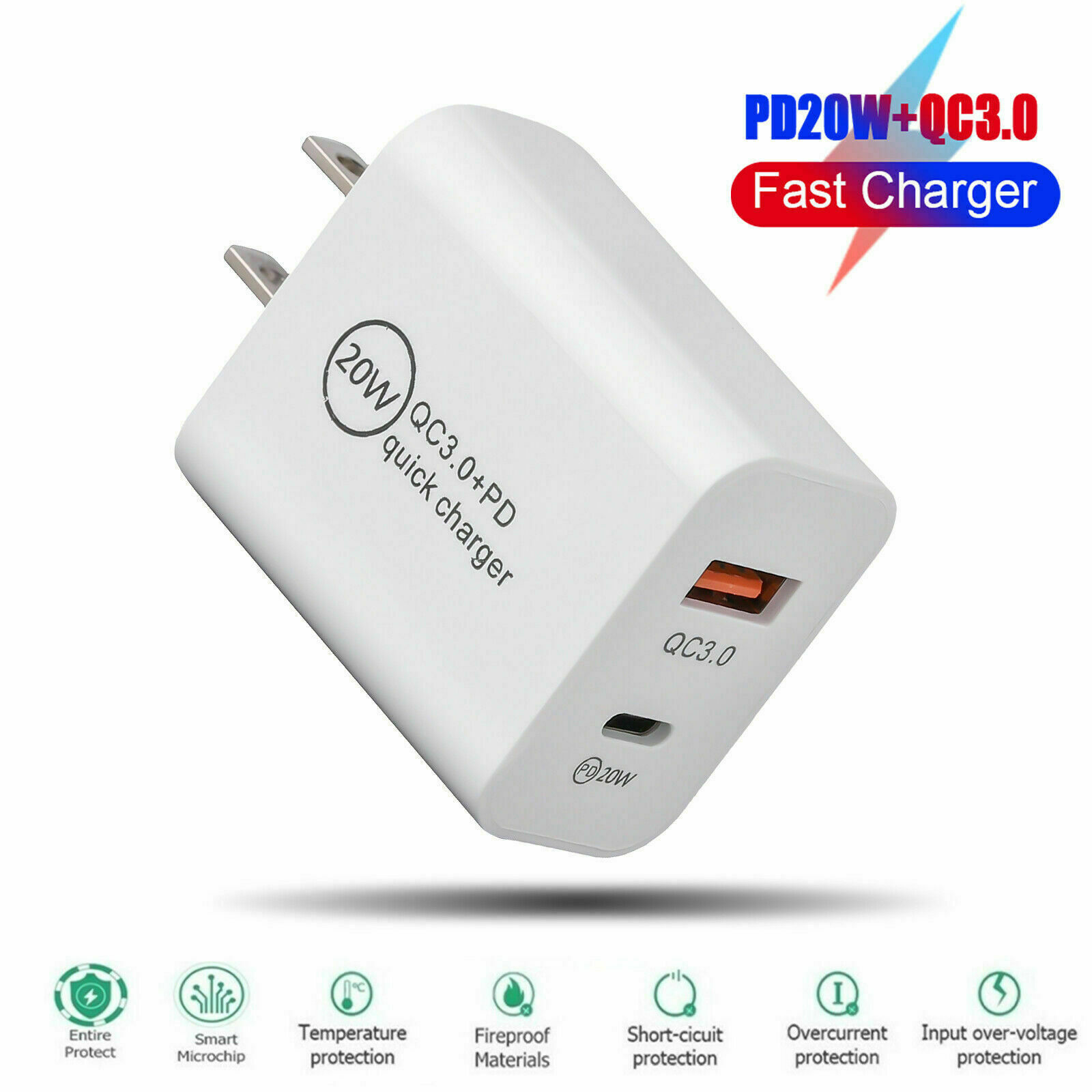 PD 20W USB-C Dual Port Adapter Wall Charger For iPhone 11 12 13 Pro SAMSUNG LOT