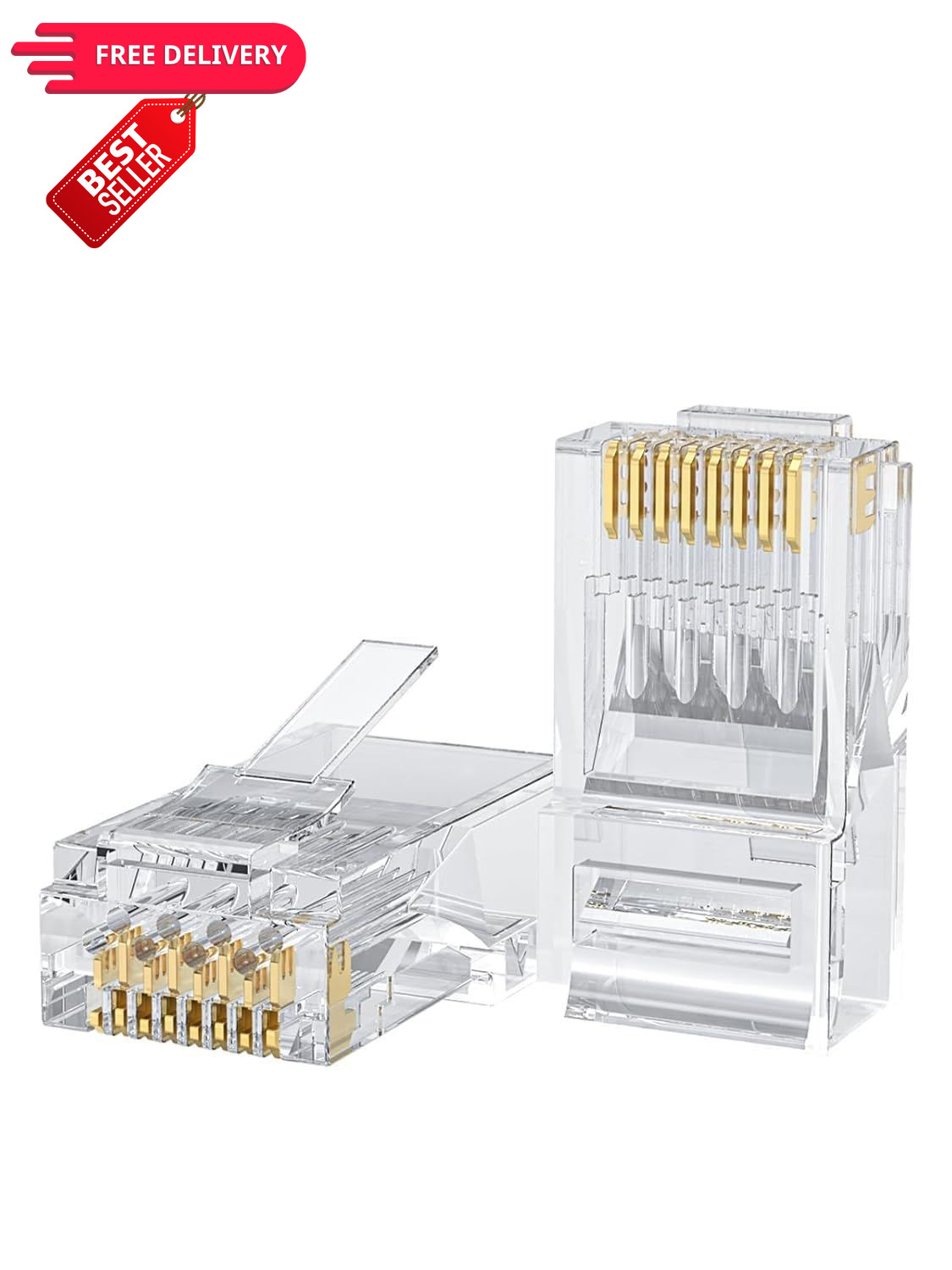 CableCreation Cat6 RJ45 Connectors,100-PACK Cat 6 Standard, Transparent