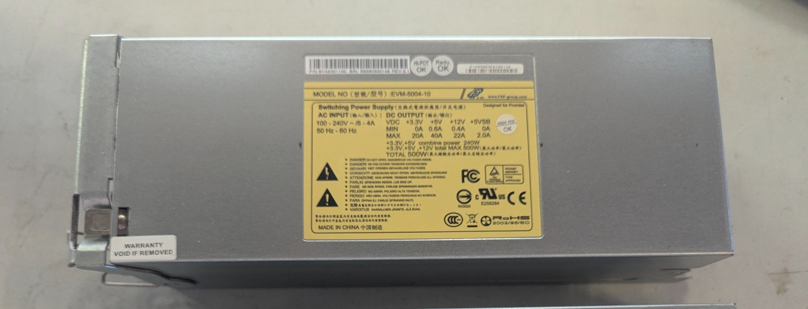 FSP EVM-5004-10 9YA5001100 500W Promise VTrak Hot-Swap Power Supply