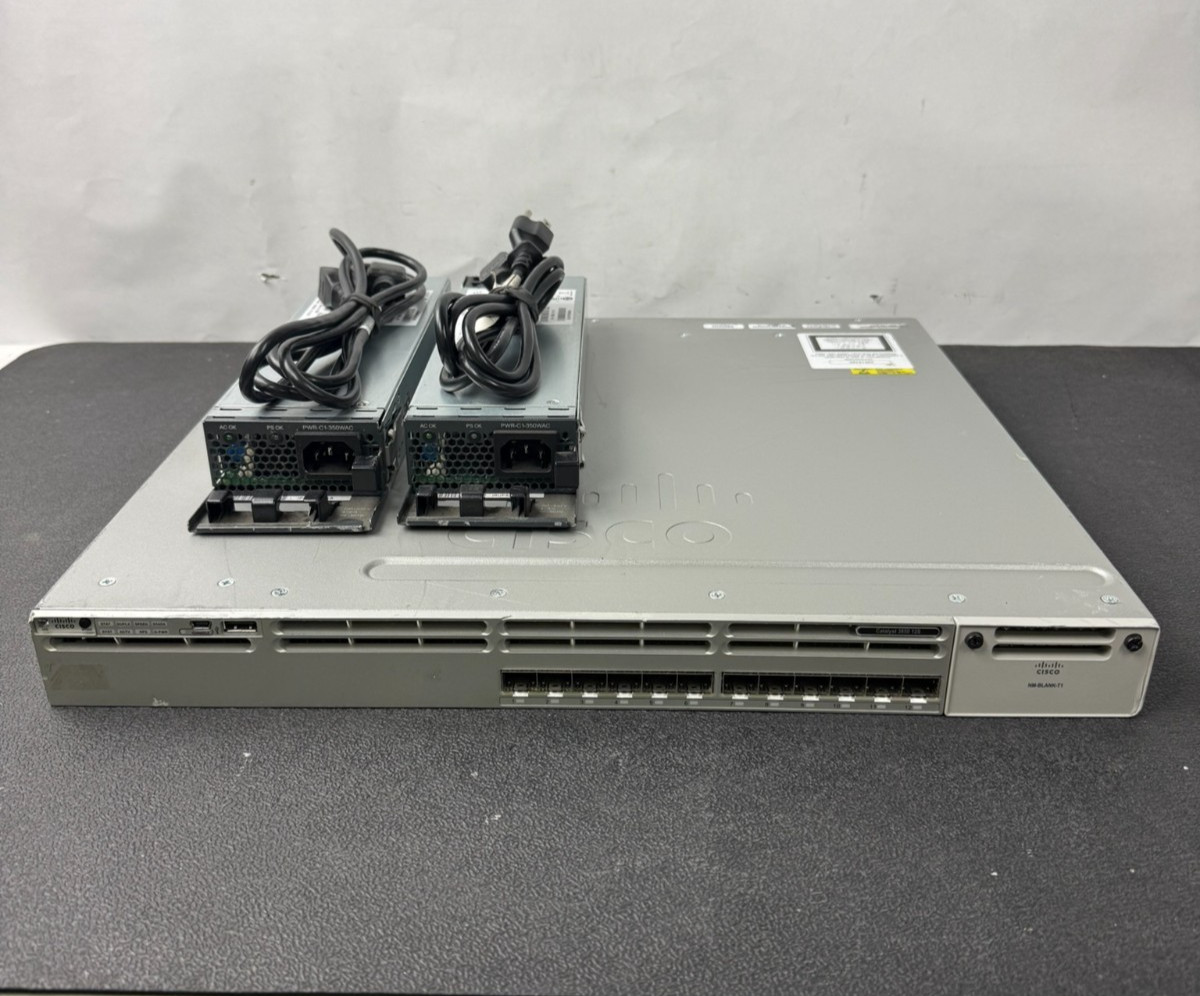 Cisco WS-C3850-12S-E 12-Port GbE SFP Switch w/ 2x 350W PSU - READ