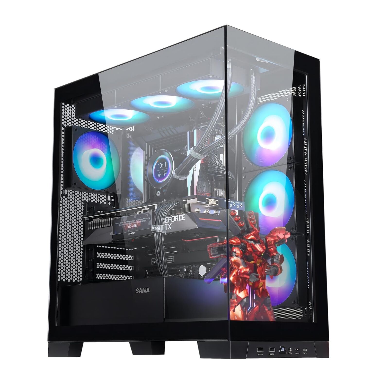 SAMA NEVIEW 4503 Black Airflow Full Tower Case ATX PC Gaming Case Dual Temper...