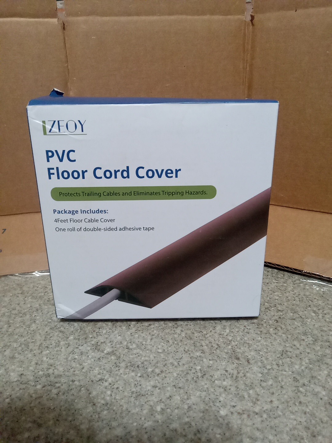 PVC Floor 4ft Brown Floor Cable Cover Cord Hider Floor Cord Protector