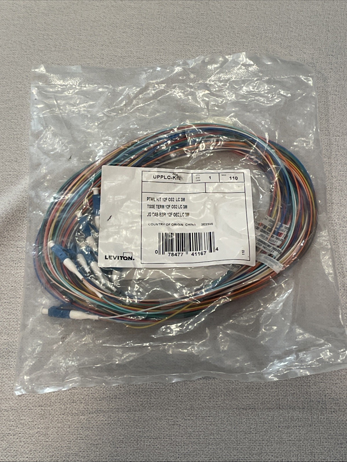 12 Fiber Optic Pigtail Singlemode SM LC Unjacketed Multi-Color Cables - 3 Meter