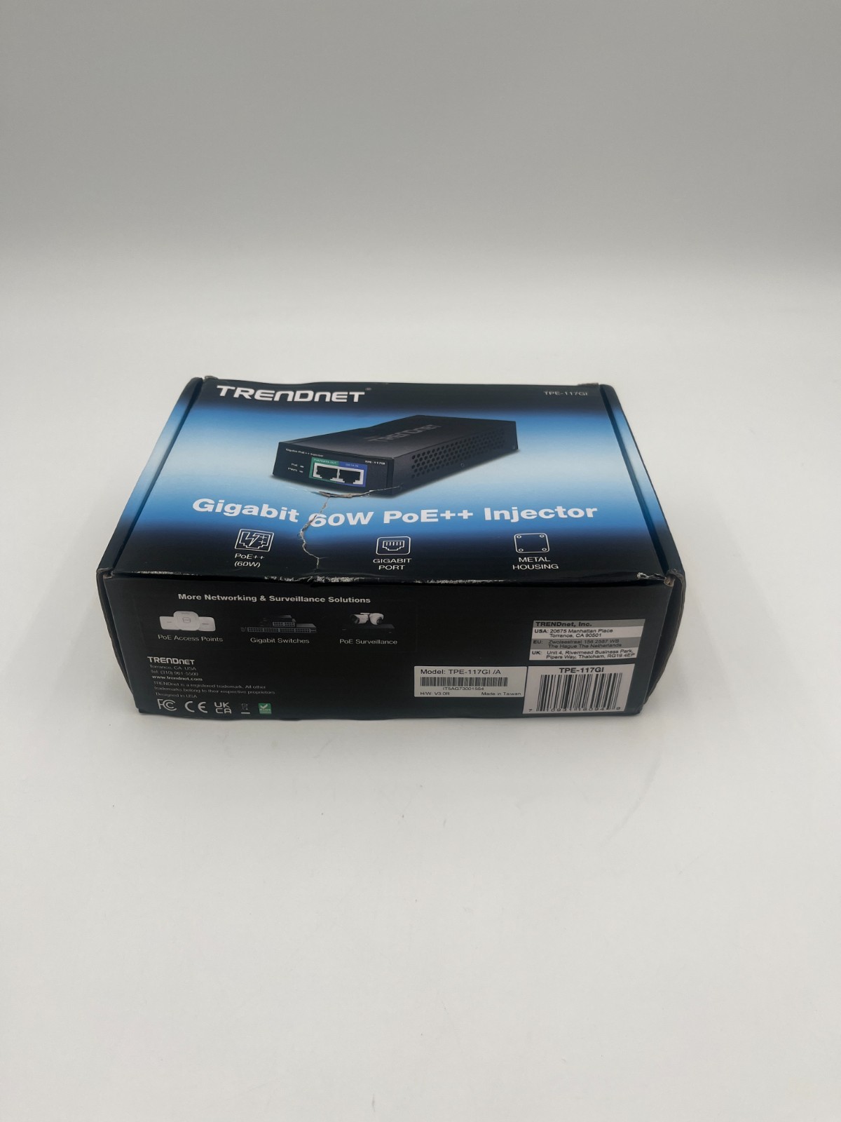 TRENDnet Gigabit 60W PoE++ Injector TPE 117GI Network Switch LED Indicators