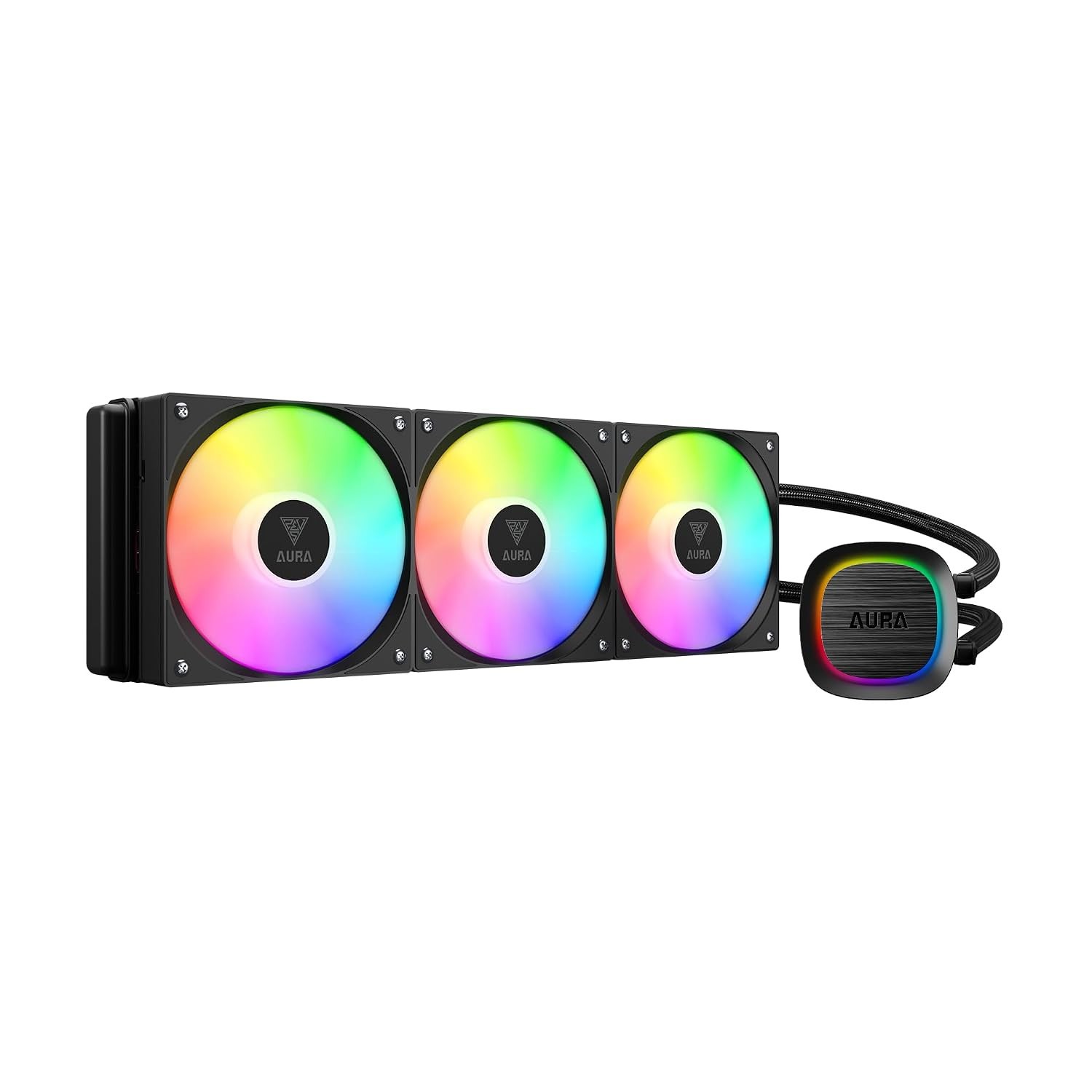 GAMDIAS Aura GLV2 360mm AIO Liquid CPU Cooler Rotatable Performance 10-Pole