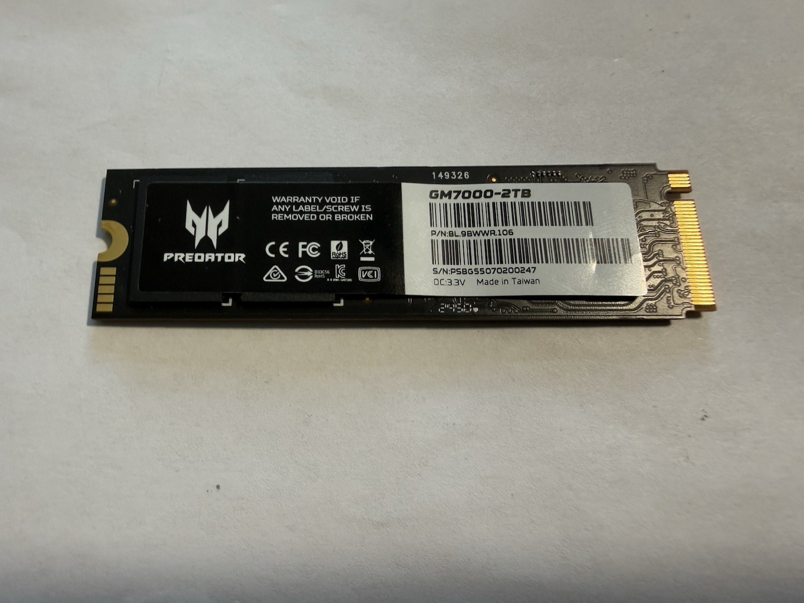 Acer Predator GM7000 2TB M.2 NVMe Gen 4.0 Internal SSD Solid State Drive Black