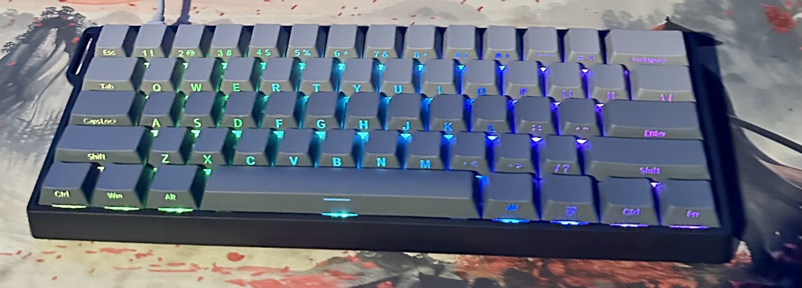 WIN60 HE - 60% Mechanical Gaming Keyboard Wired, swapped switches and caps
