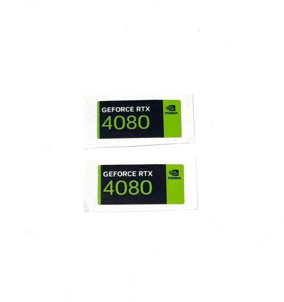2 pcs fits NVIDIA GEFORCE RTX 4080 Sticker  Label Decal Case Badge 24mm x 12mm
