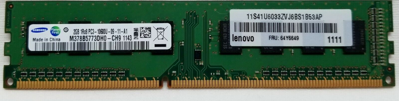 Samsung 2GB 1RX8 PC3 10600U  09 - 11- A1 desktop memory M378B5773DHO - CH9