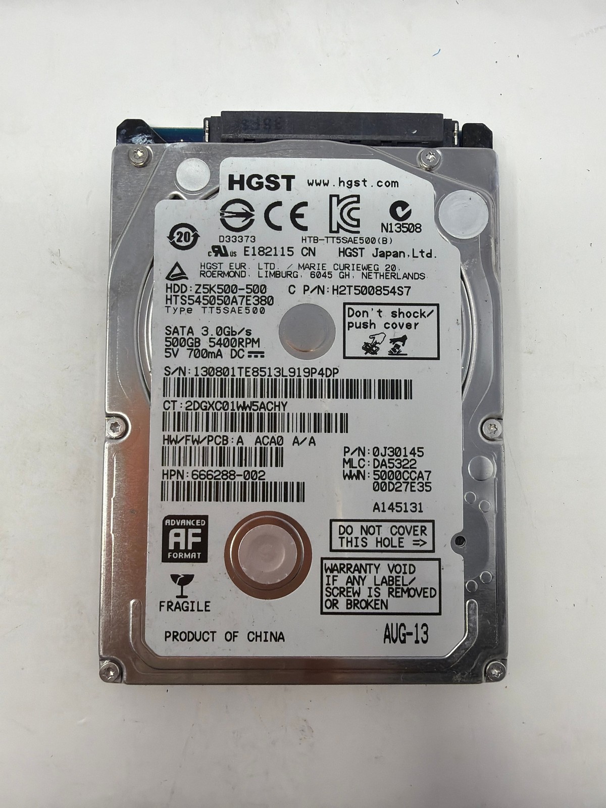 HGST HTS545050A7E380 500GB SATA 3.0Gb/s Grade B
