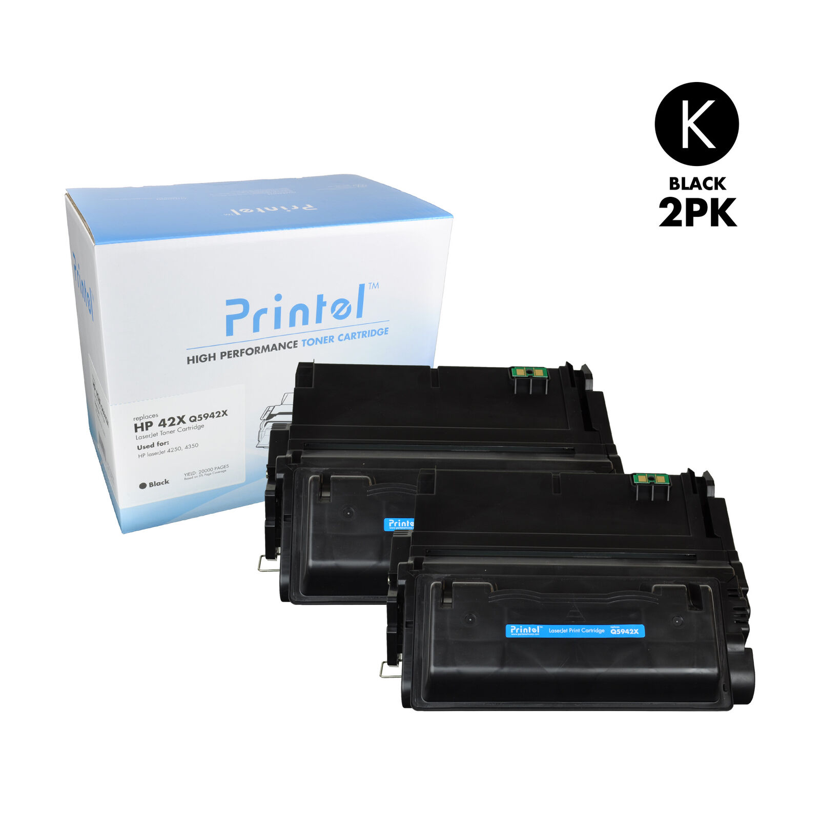 Printel Compatible Toner Cartridge Replacement for HP 42X (Q5942X) 2 Pack