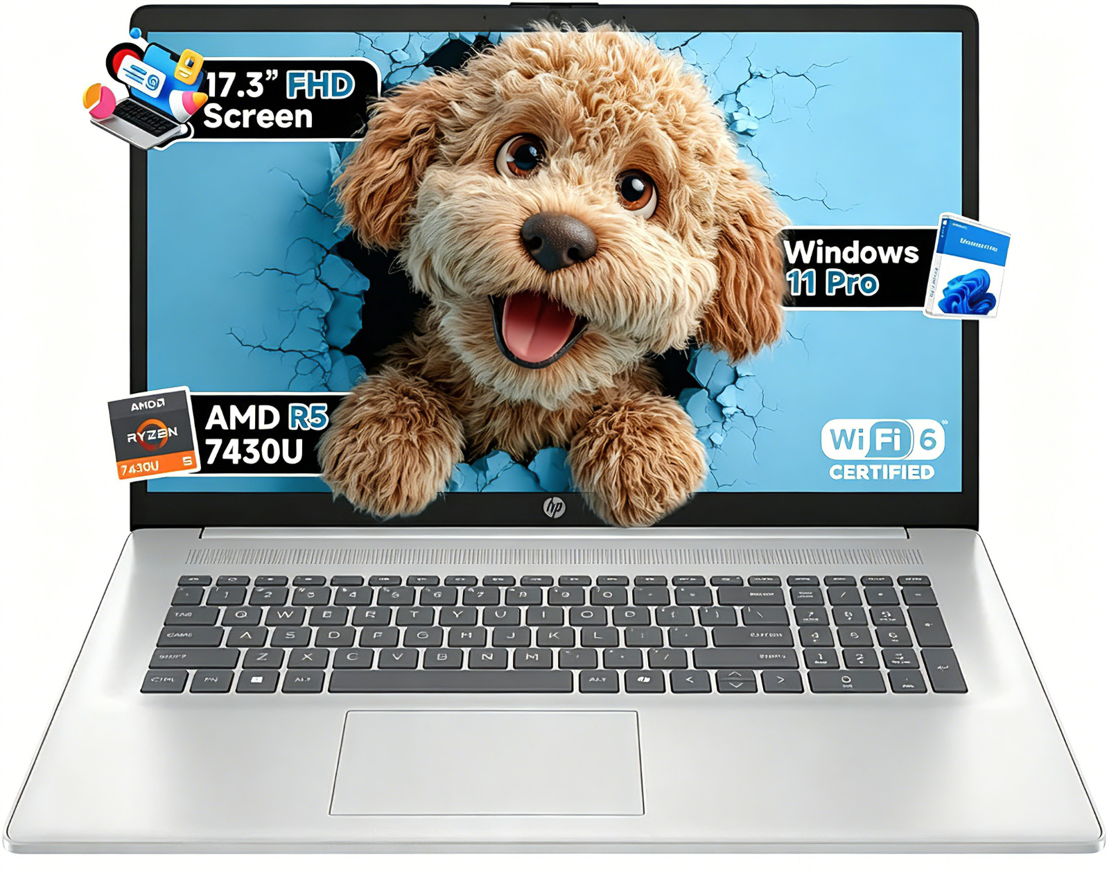 HP 17.3 '' Laptop for Business AMD Ryzen 5 7430U Up to 64GB RAM 2TB SSD Win11P