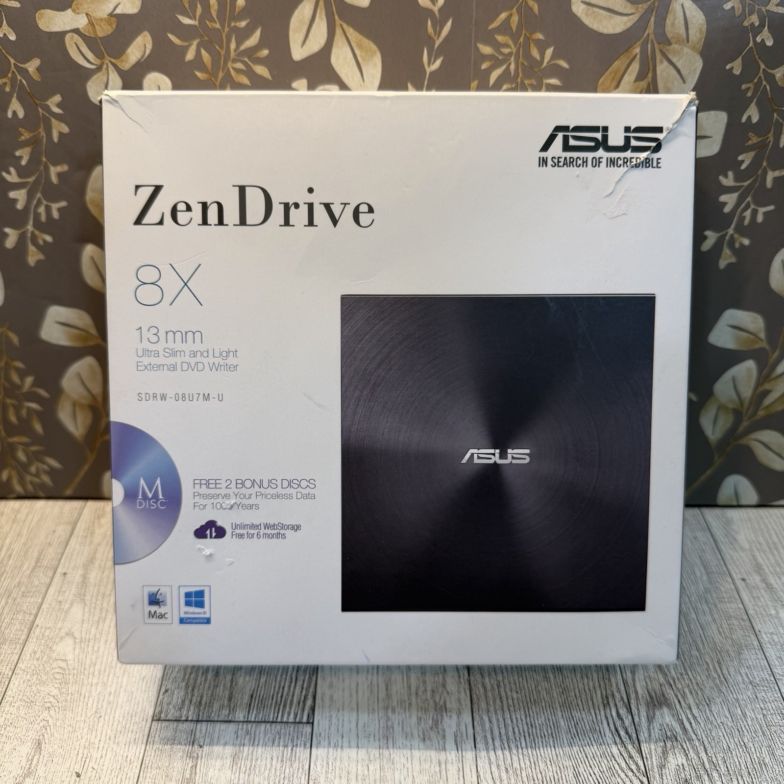 ASUS ZenDrive SDRW-08U7M-U External DVD Writer USB-Powered M-DISC Mac/PC 8x
