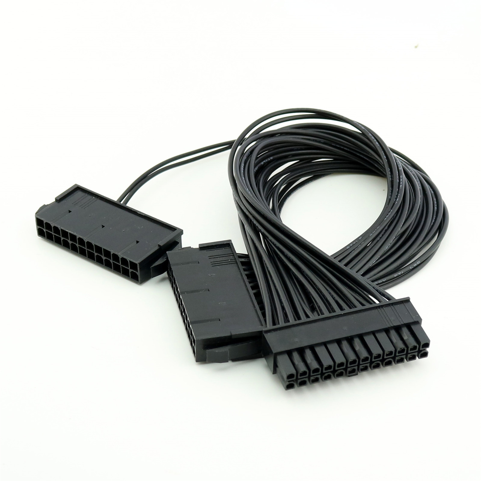 24Pin 20+4 Pin Dual PSU ATX Power Supply Adapter Cable Connector For Mining 1FT