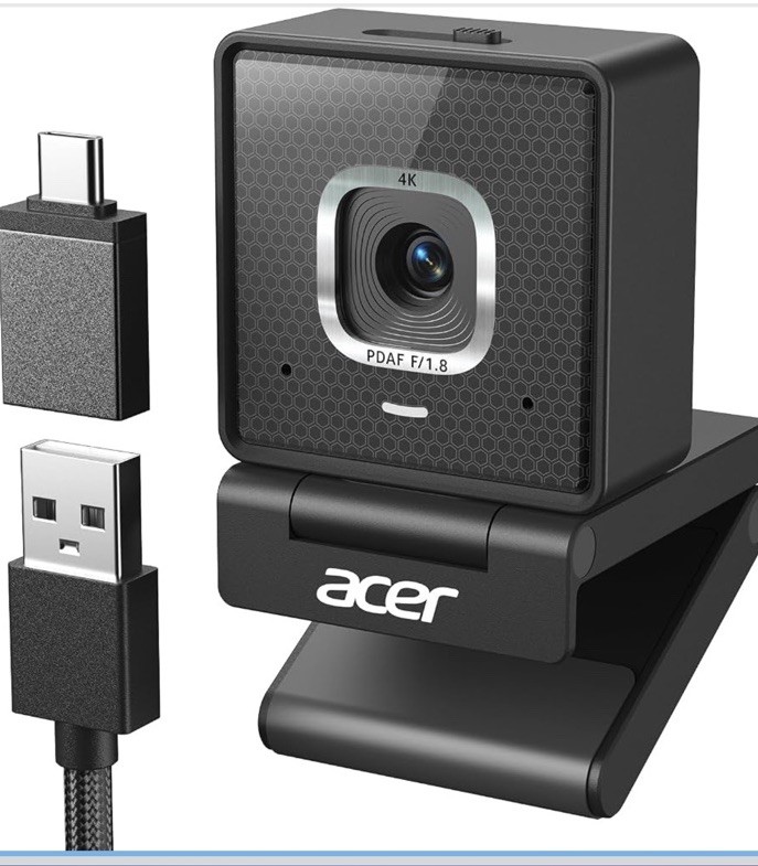 Acer A740 4K Webcam for PC with Noise Canceling Mic for Streaming Meetings