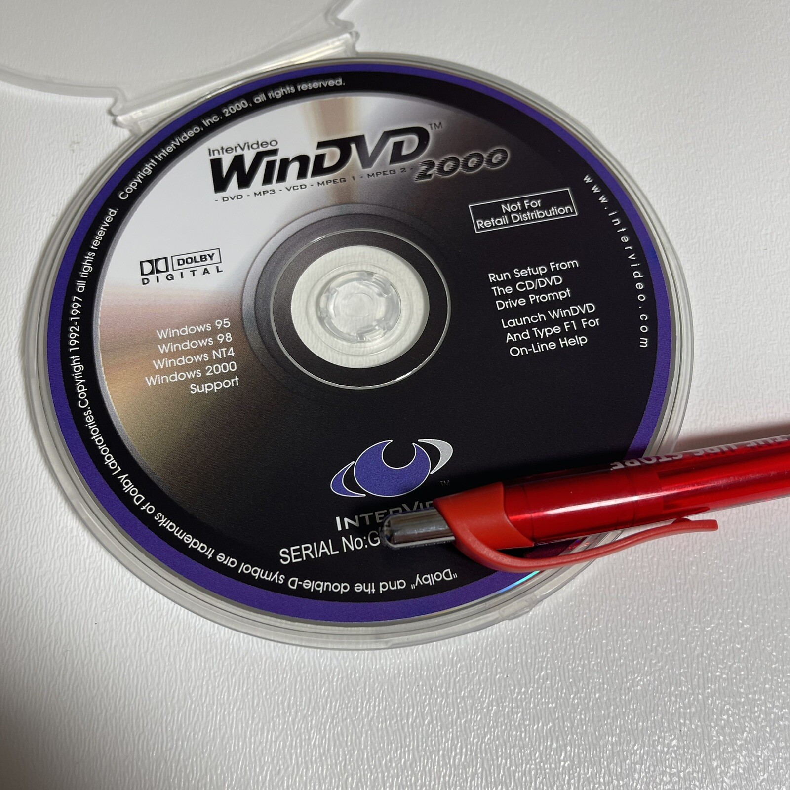 WinDVD 2000 Intervideo CD Rom PC with Serial Number