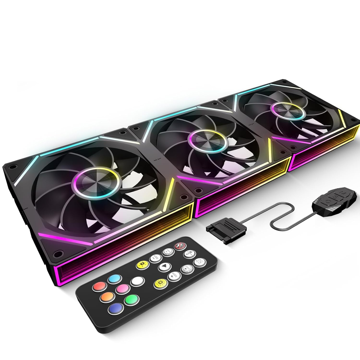 FB120 3 Pack 120Mm ARGB PC Case Fans - Wireless Splicing/Daisy-Chain, 16.8M Colo