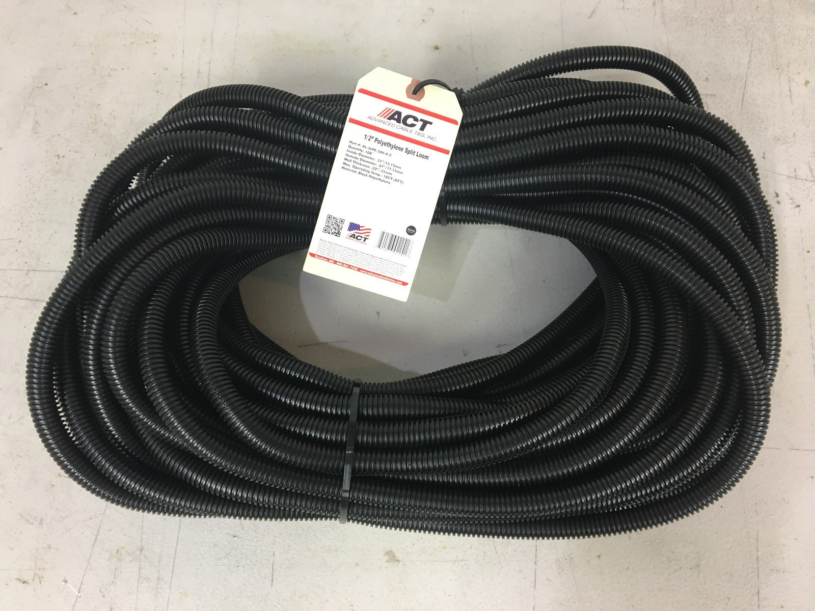 ACT  AL-SLPE-500-0-C  1/2"  Polyethylene Split Loom (100ft Roll)   AMERICAN MADE