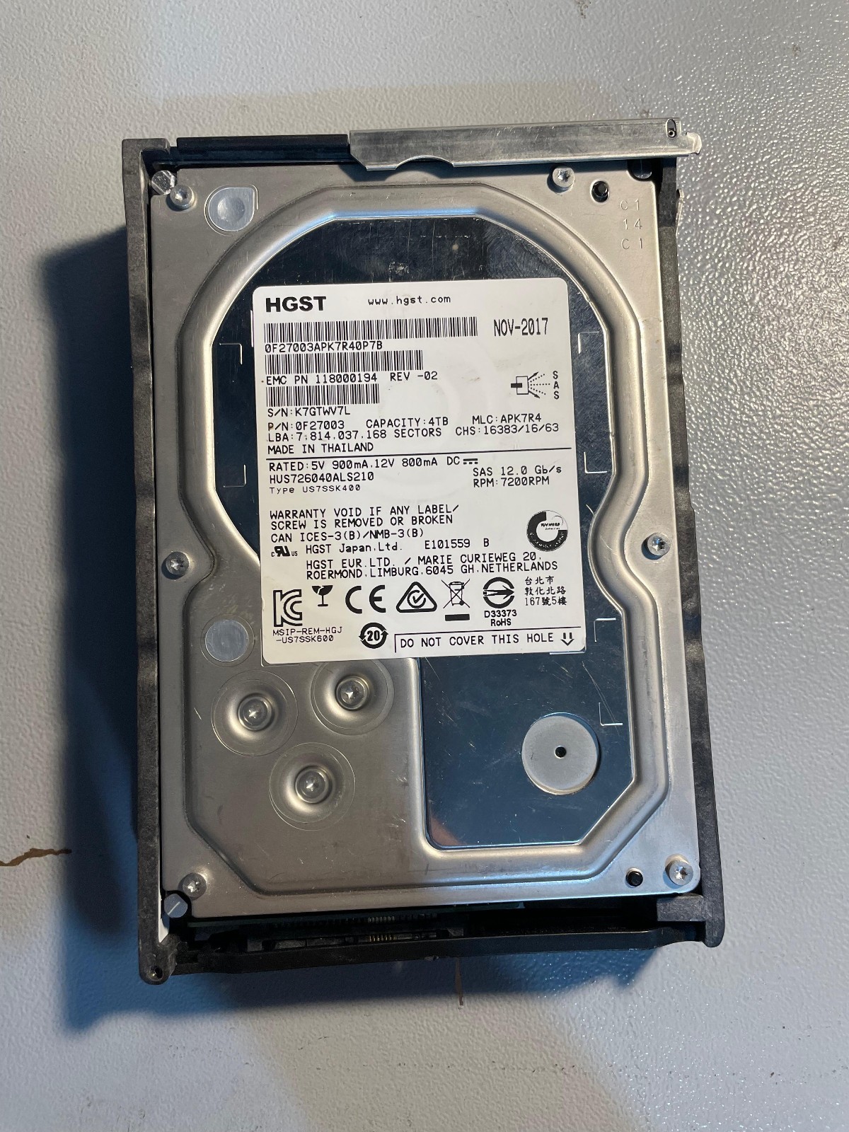 HGST HUS726040ALS210 4TB 3.5” SAS HDD 7.2K RPM 12Gbps Enterprise