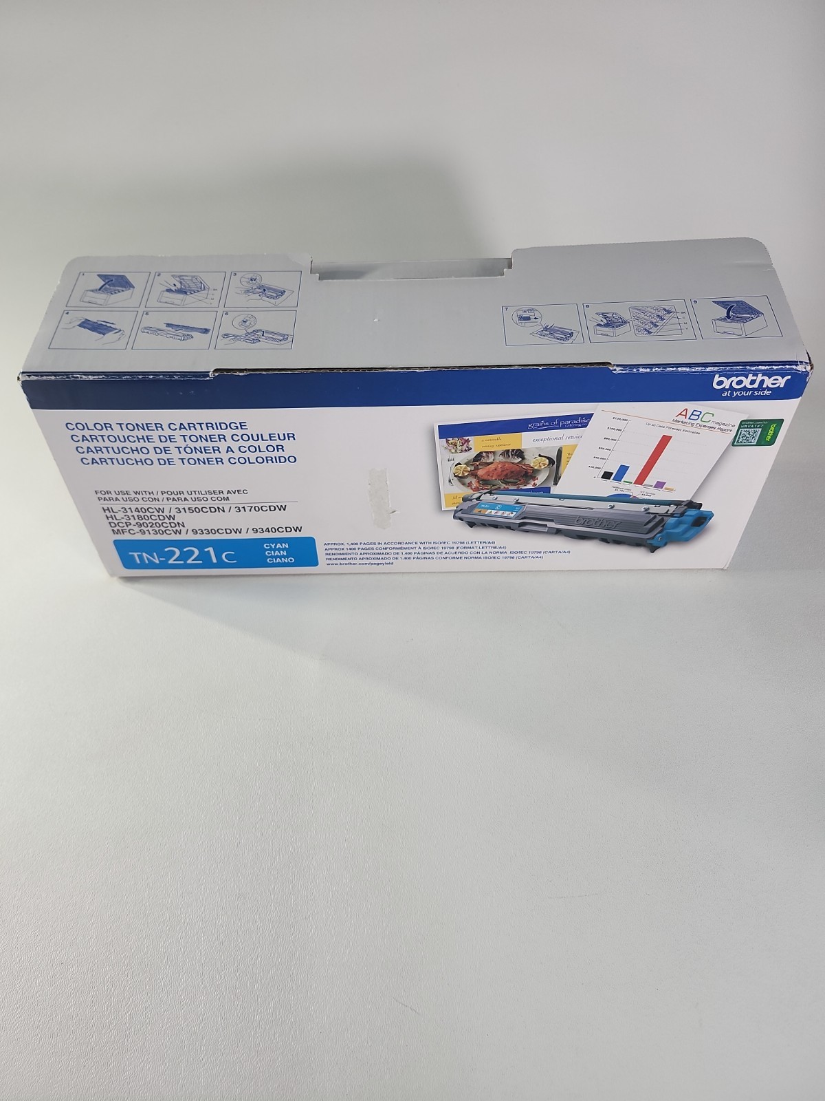 Brother TN-221C Cyan Toner Cartridge NEW SEALED in damaged box