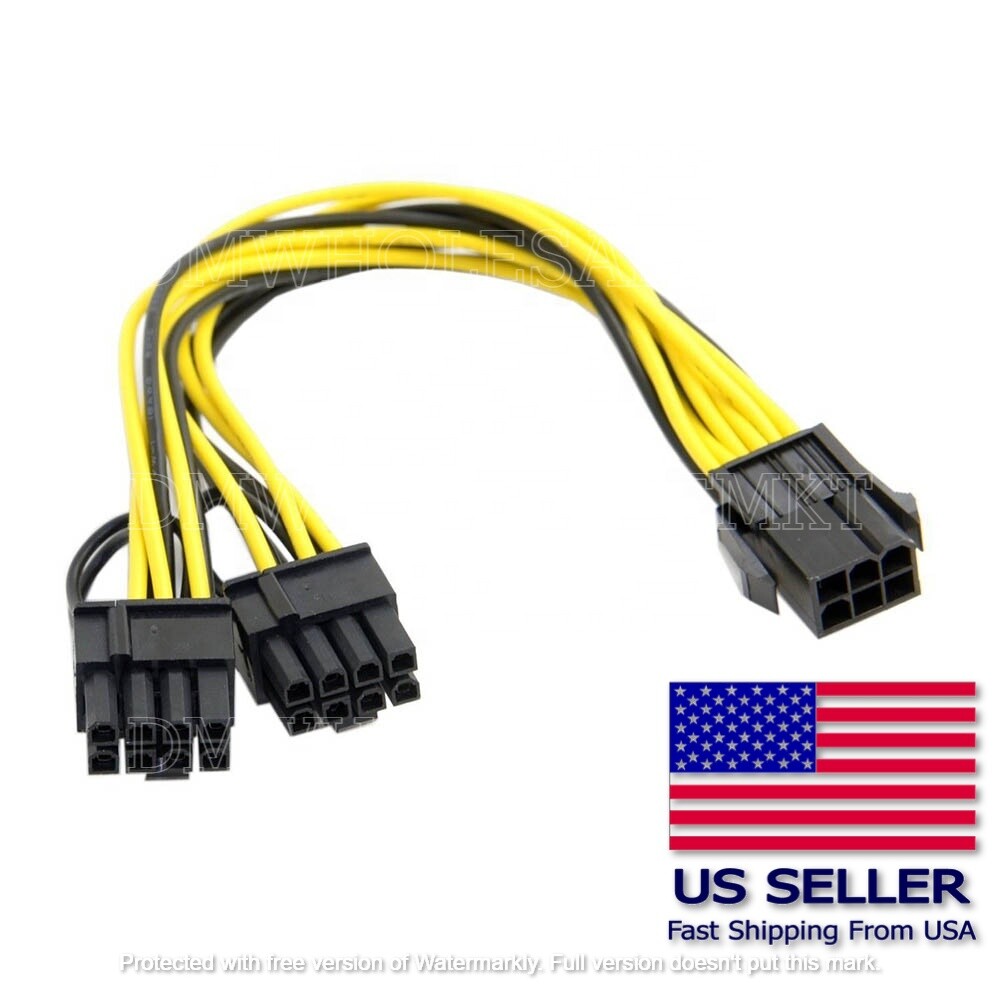 10 PACK PCIE 6 pin Female - Dual PCI-E 8 pin (6+2) Male GPU Power Cable Splitter