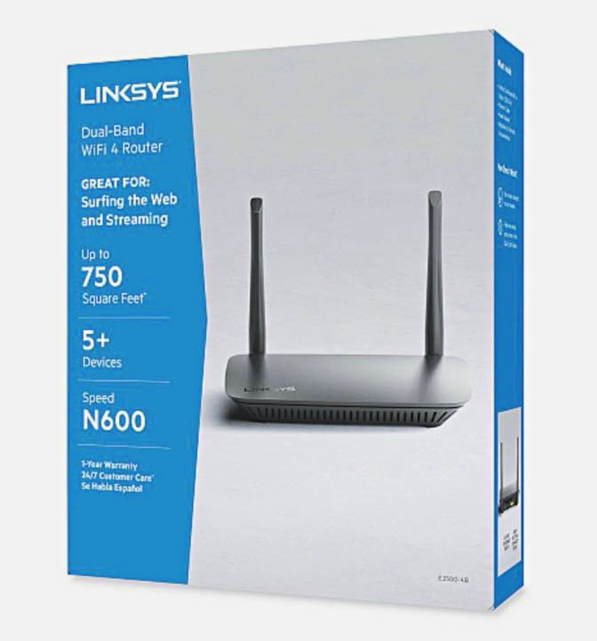 Linksys E2500-4B N600 Dual-Band WiFi 4 Router 600 Mbps 4-Port WPS Black