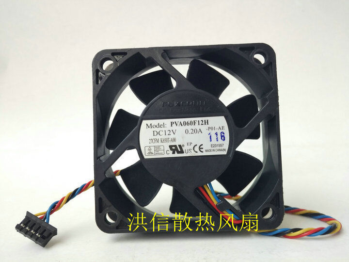 1pc Foxconn Pva060f12h 6020 6cm  4-wire Mute Pwm Cooling Fan 12v 0.20a