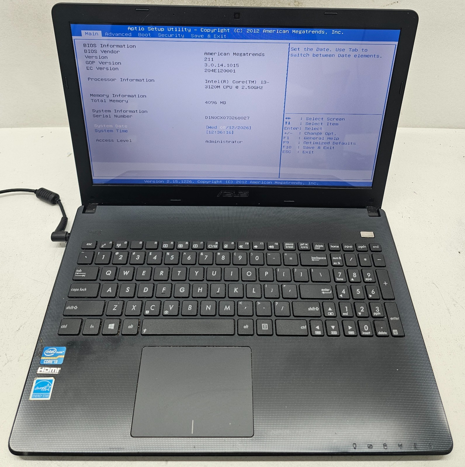 ASUS X501A 15.6" Laptop Intel Core i3-3120M 4GB Ram NO HD/OS (FL)