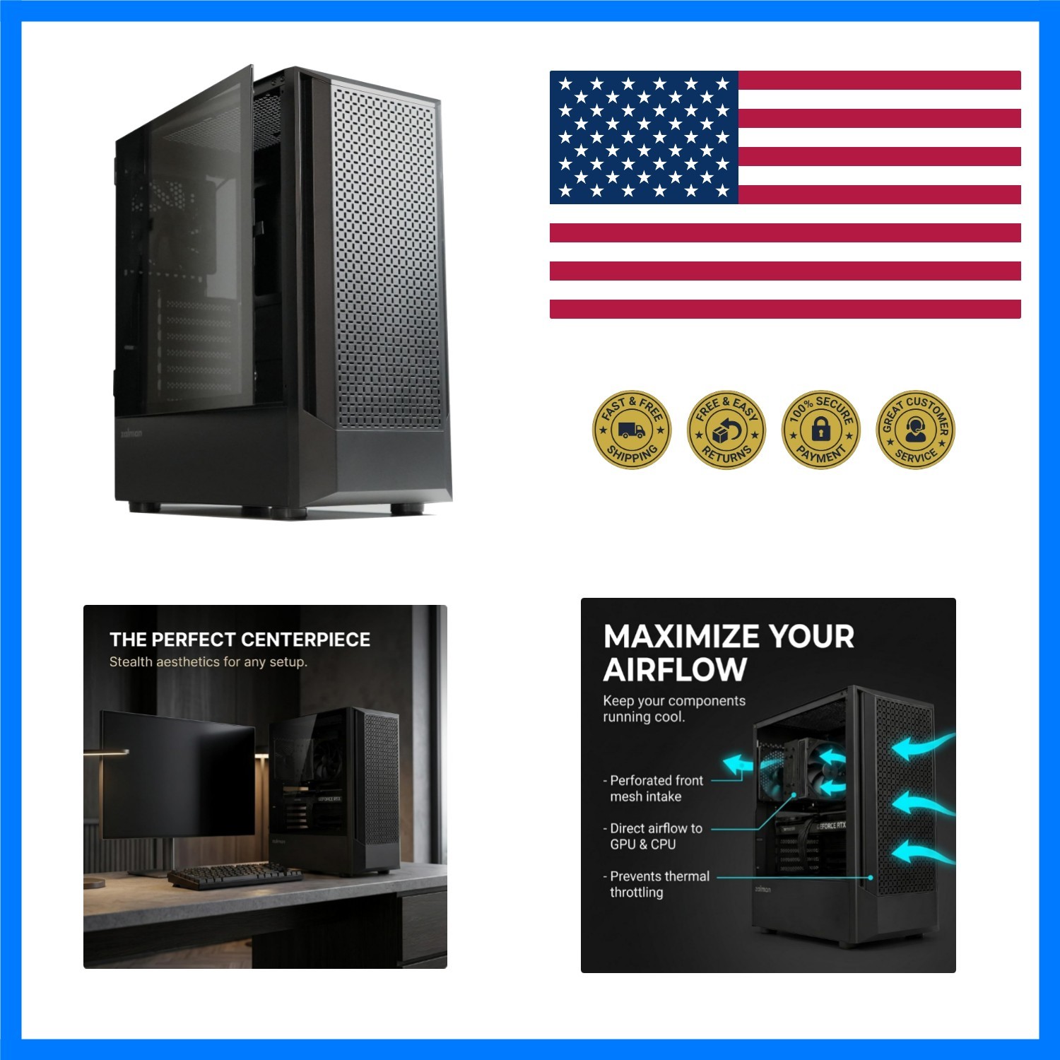 FIT Basic ATX Mid-Tower Desktop Computer Gaming PC Case | 1 x 120mm PWM Fan, ...