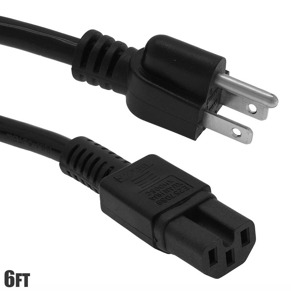 6FT 3-Conductor 14AWG NEMA 5-15P Male to IEC320 C15 Female Power Cord Cable SJT