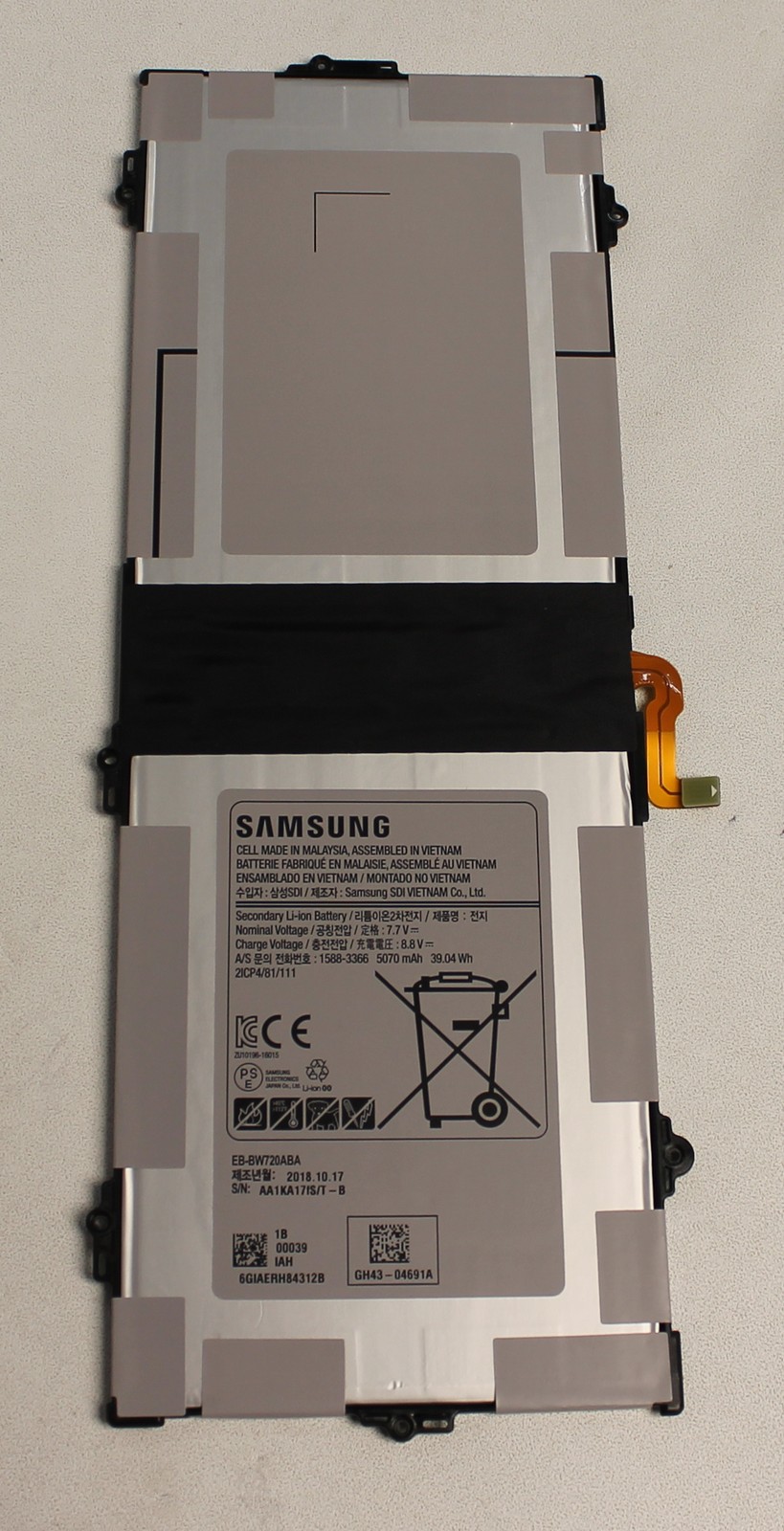 EB-BW720ABA Samsung Battery 7.7V 5070mAh 39.04Wh XE520QAB GRADE A