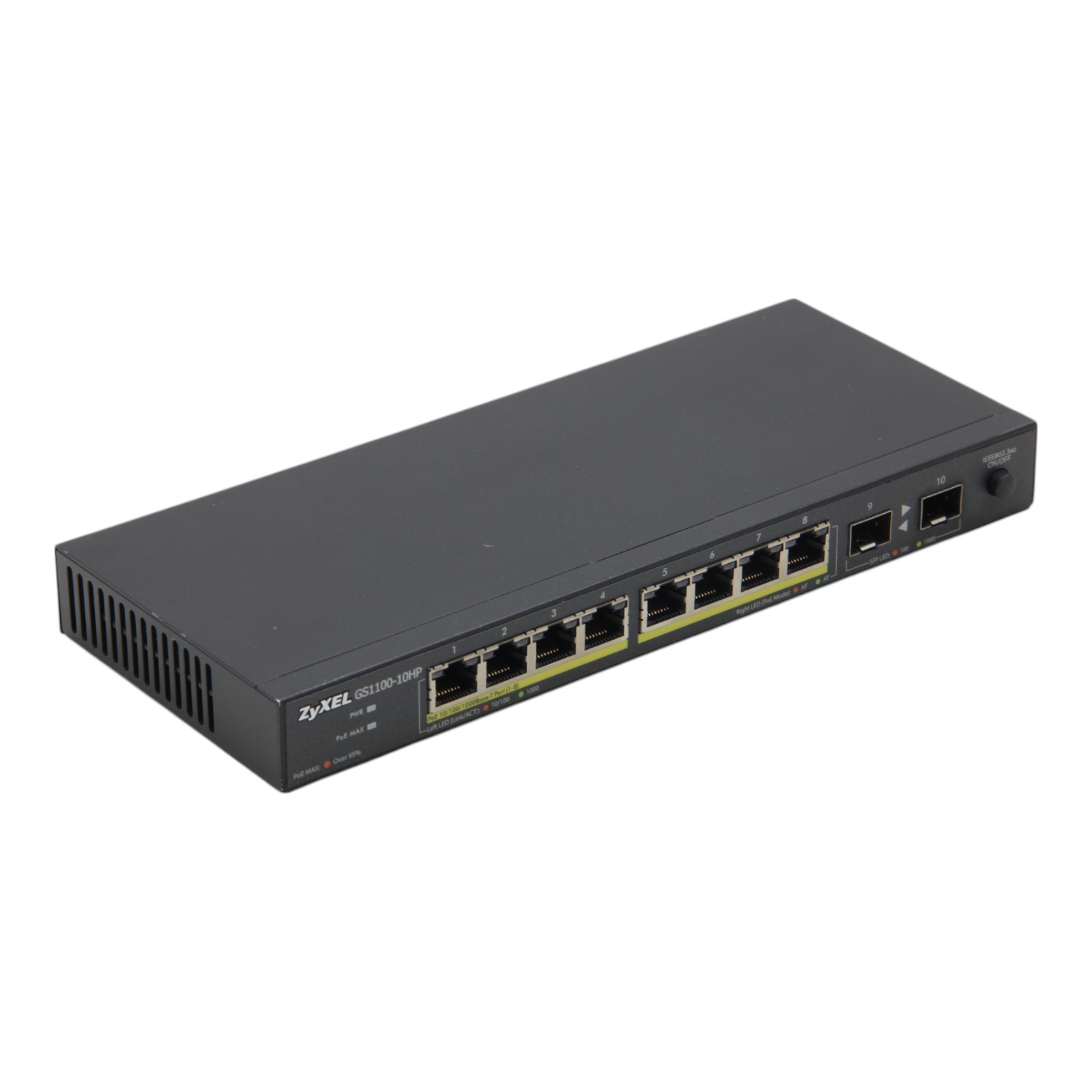 Zyxel GS1100-10HP 8x RJ-45 2x SFP PoE+ 130W Gigabit Unmanaged Desktop Switch