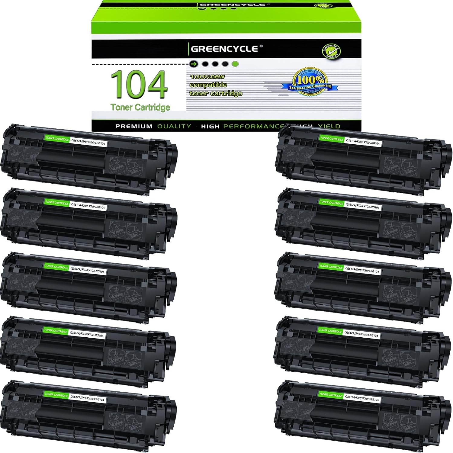 10pk CRG104 FX9 FX10 Toner Cartridge For Canon ImageClass MF4350d MF4370dn MF469