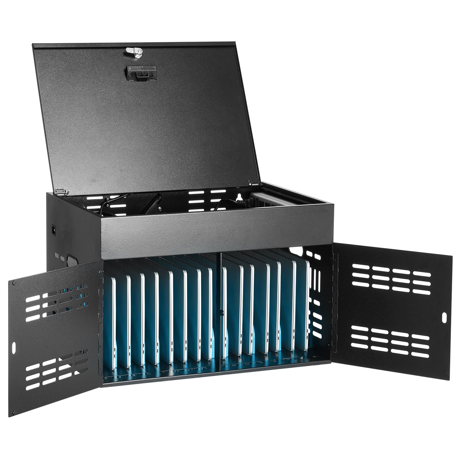 VEVOR 16-Device Charging Cabinet for Tablet & Laptop Lock Charging Station Black
