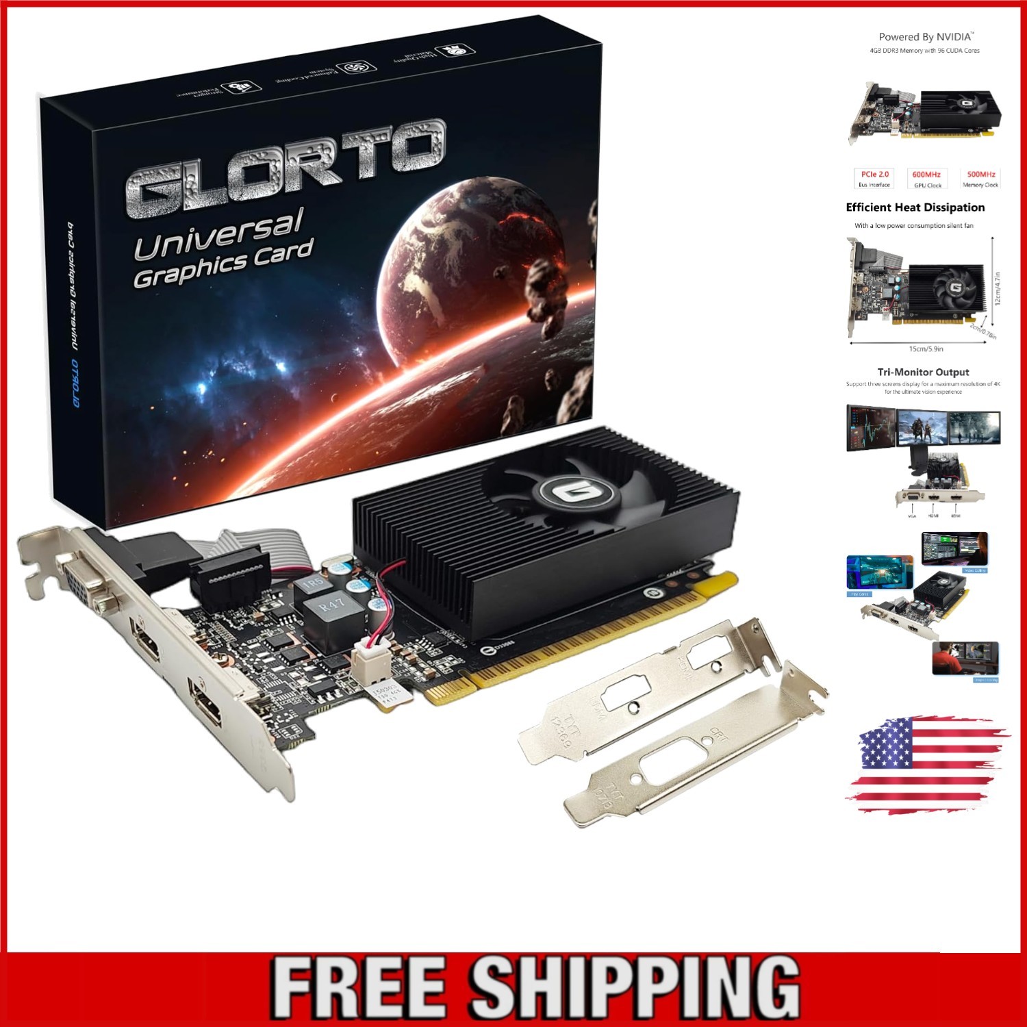 Upgrade Your Gaming: GeForce GT 730 4G Graphics Card with Dual HDMI Outputs