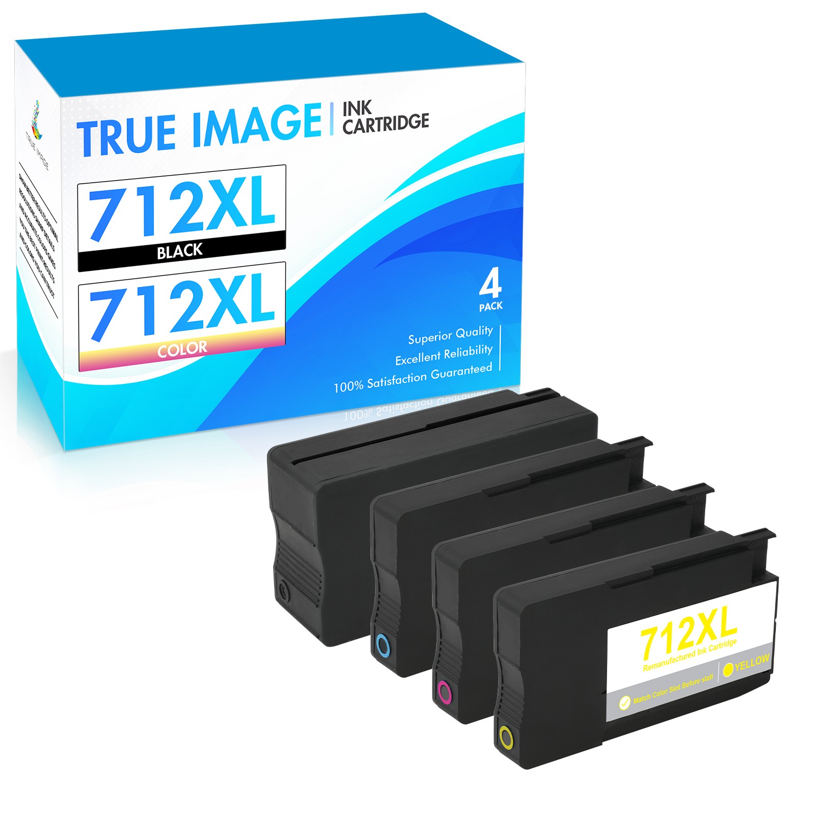 4PK 712XL Ink for DesignJet Studio Wood Large Format Wireless Plotter Printer