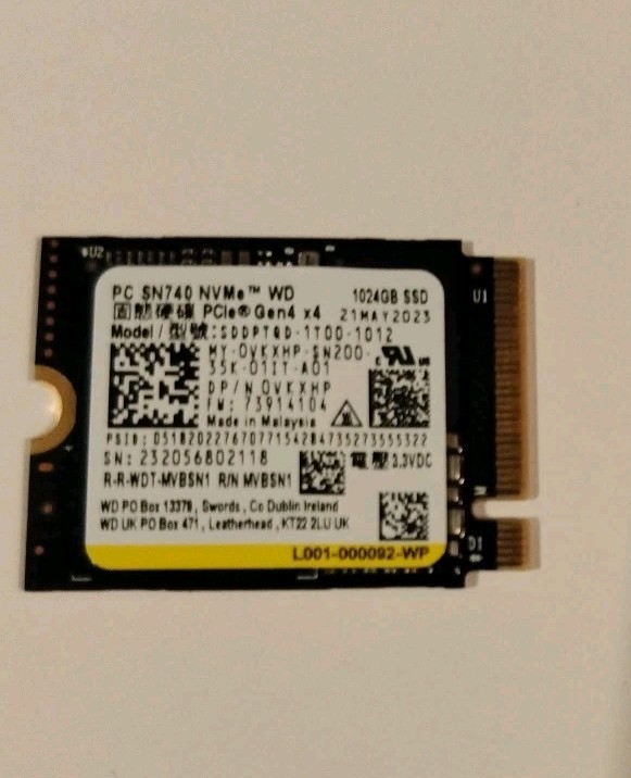 Western Digital PC SN740 1TB M.2 2230 NVMe PCIe Gen4 x4 SSD