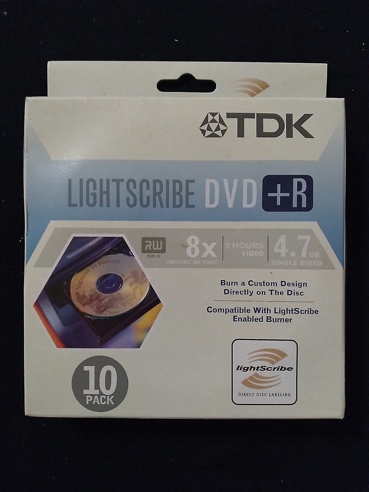 TDK LIGHTSCRIBE DVD+R 8x 4.7GB 10-pk Cakebox Burn Custom Discs Brand New & Seale