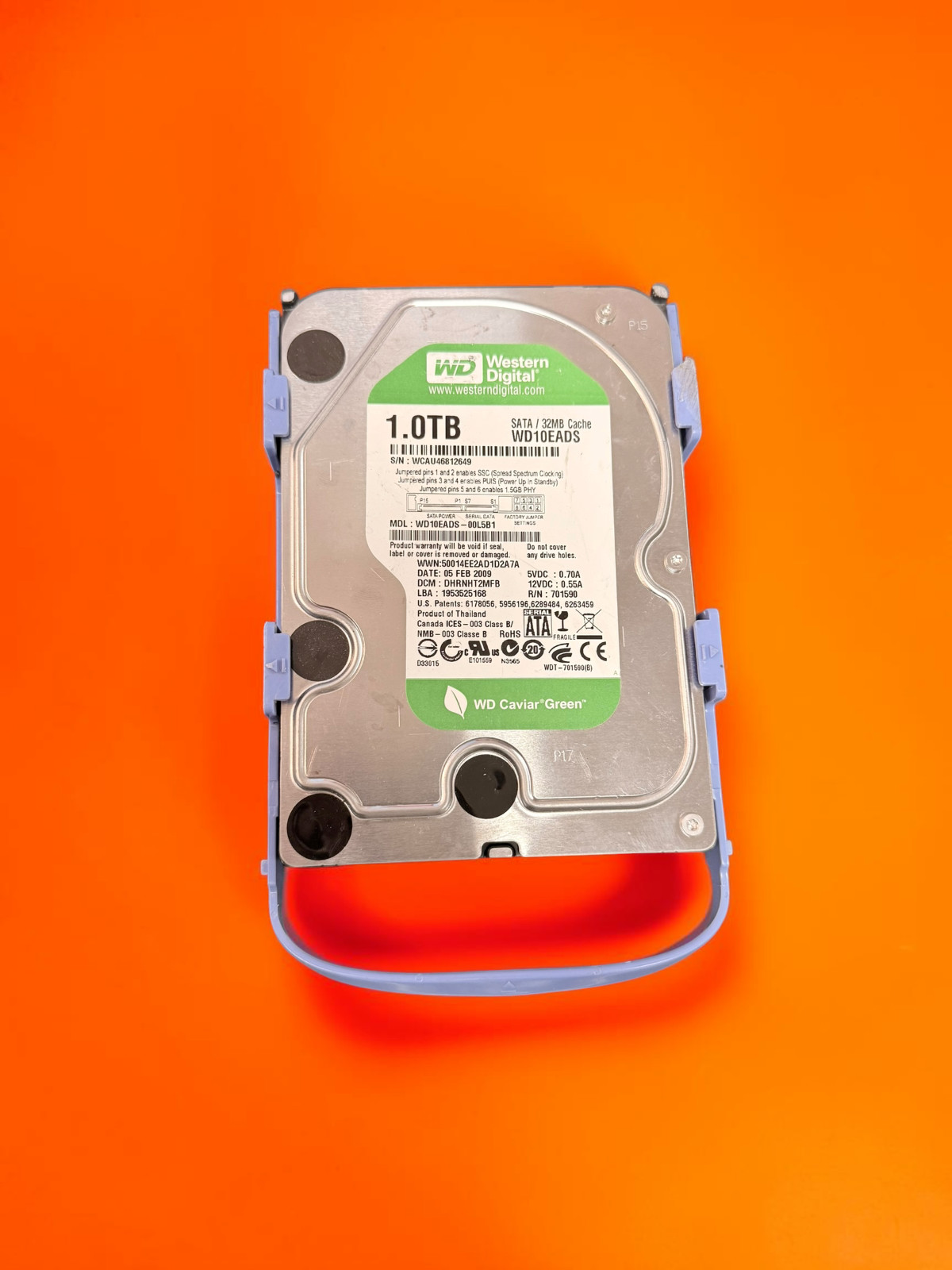 Western Digital WD10EADS 1TB SATA II 5400RPM 32MB 3,5" Comes with a 30 day warra