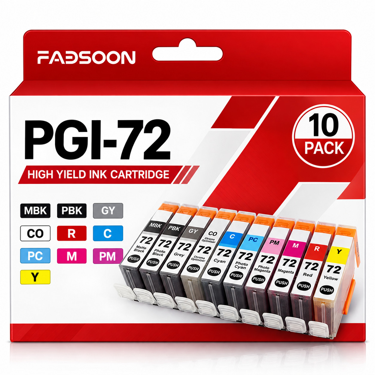 PGI-72 10PK 10 Color Compatible Photo Ink Cartridge fit for PIXMA PRO-10 PRO-10S
