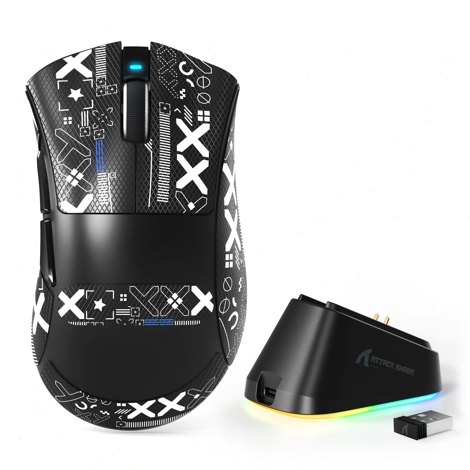 ATTACK SHARK V3PRO Tri‑Mode Gaming Mouse RGB Charging Dock 1KHz PAW3311 25K DPI