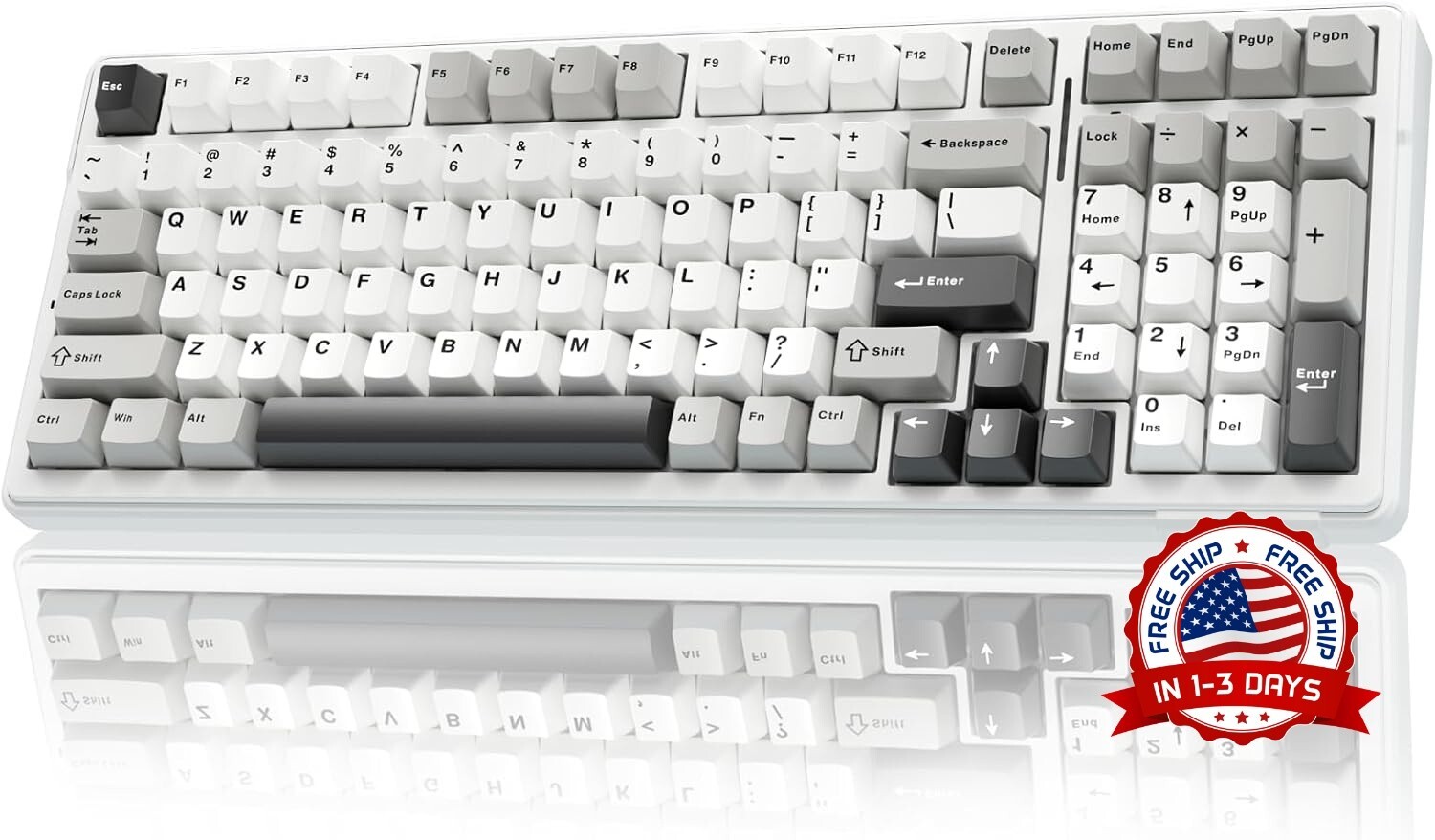 Teclado Mecánico Inalámbrico, Trimodo BT5.0/2,4 GHz/USB-C, Retroiluminación RGB